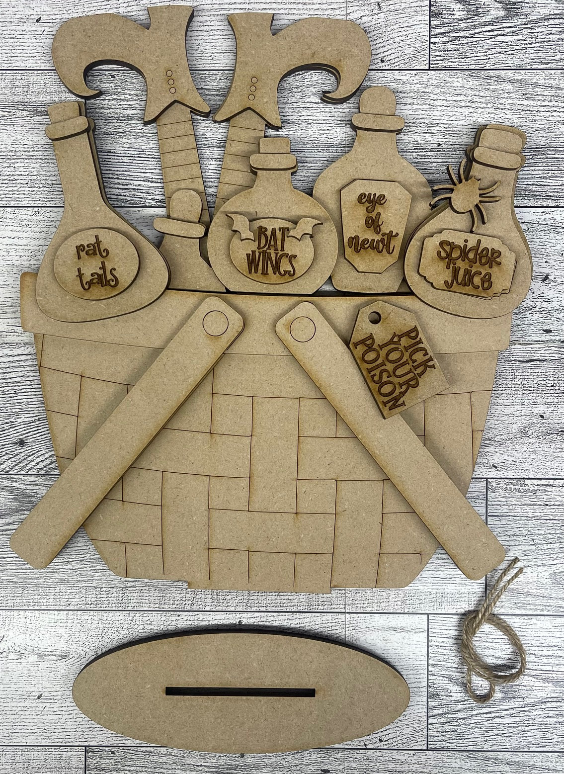 Halloween Witch Potions Insert only or with basket - unpainted wooden cutouts, ready for you to paint