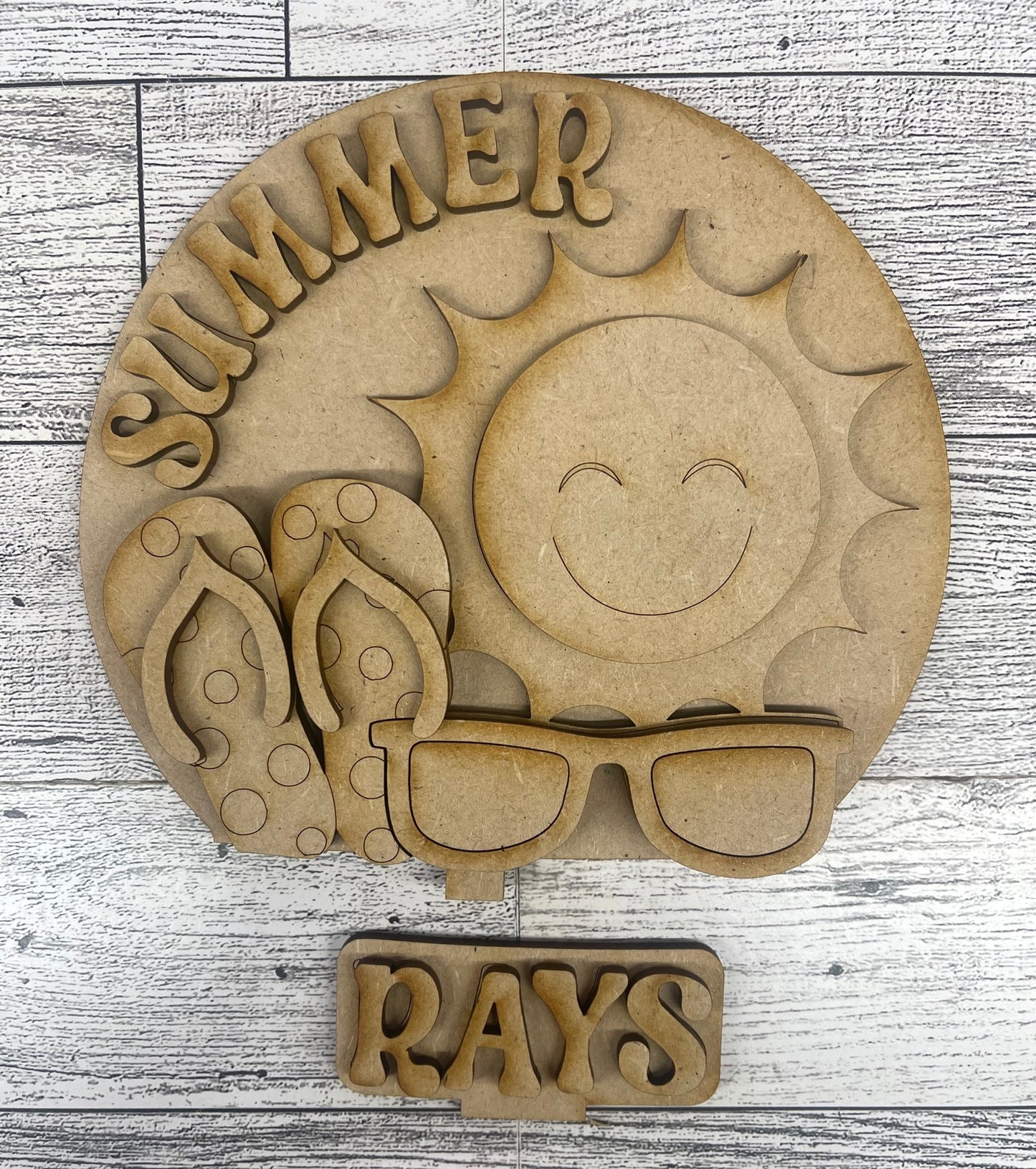 Summer Beach Globe Insert Add-On - unpainted wood cutouts, ready for you to paint