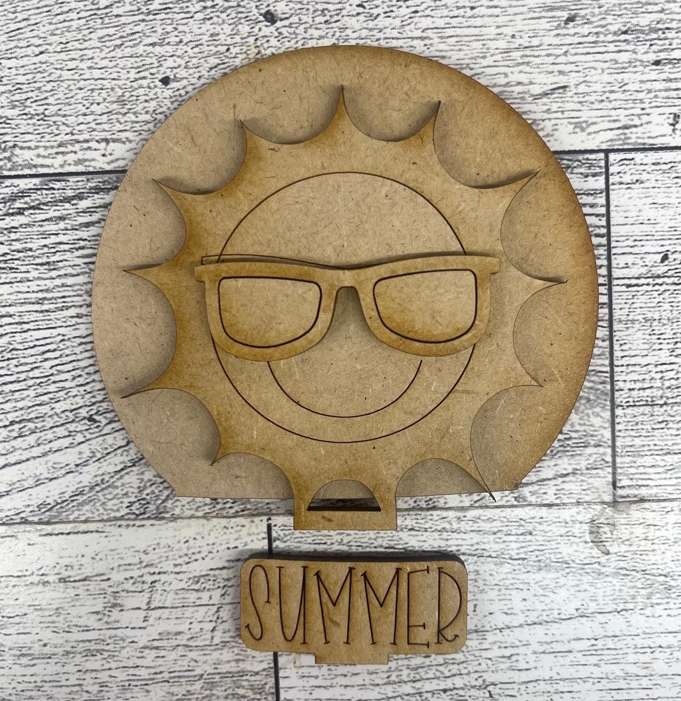 Summer Beach Globe Insert Add-On - unpainted wood cutouts, ready for you to paint