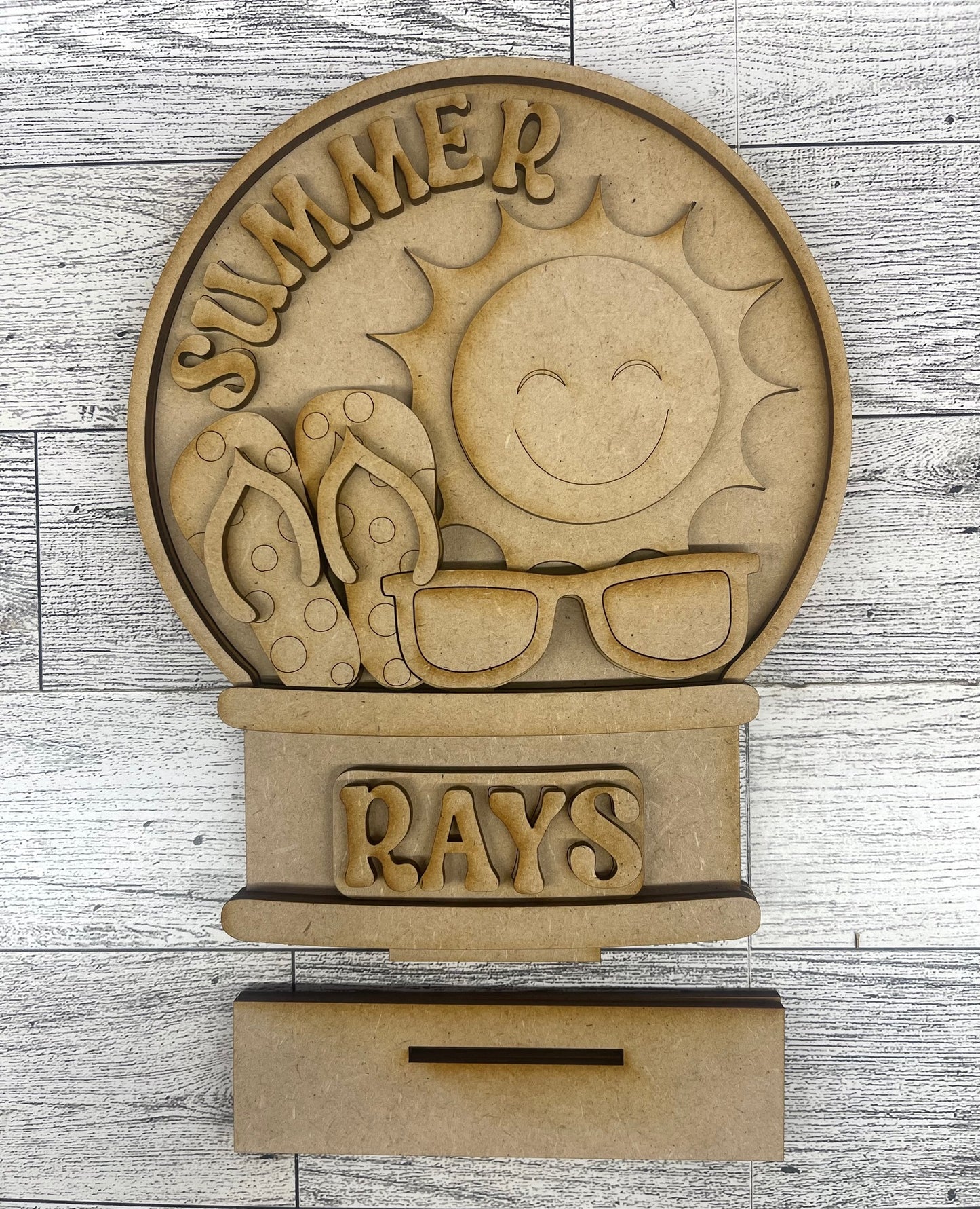 Summer Beach Globe Insert Add-On - unpainted wood cutouts, ready for you to paint