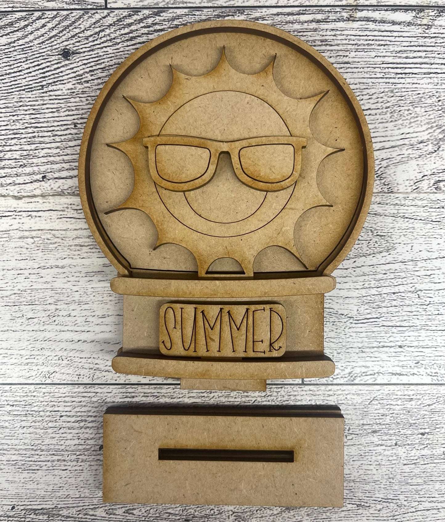 Summer Beach Globe Insert Add-On - unpainted wood cutouts, ready for you to paint
