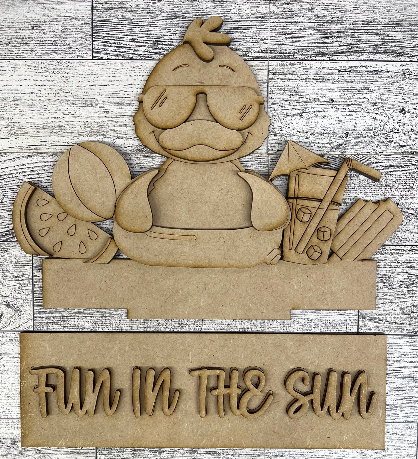 Summer Duck Insert for Changeable Window Box unpainted wood cutouts, ready for you to paint