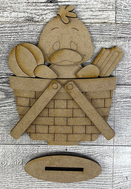 Mini Summer Duck Basket Insert Add-On - unpainted wood cutouts, ready for you to paint