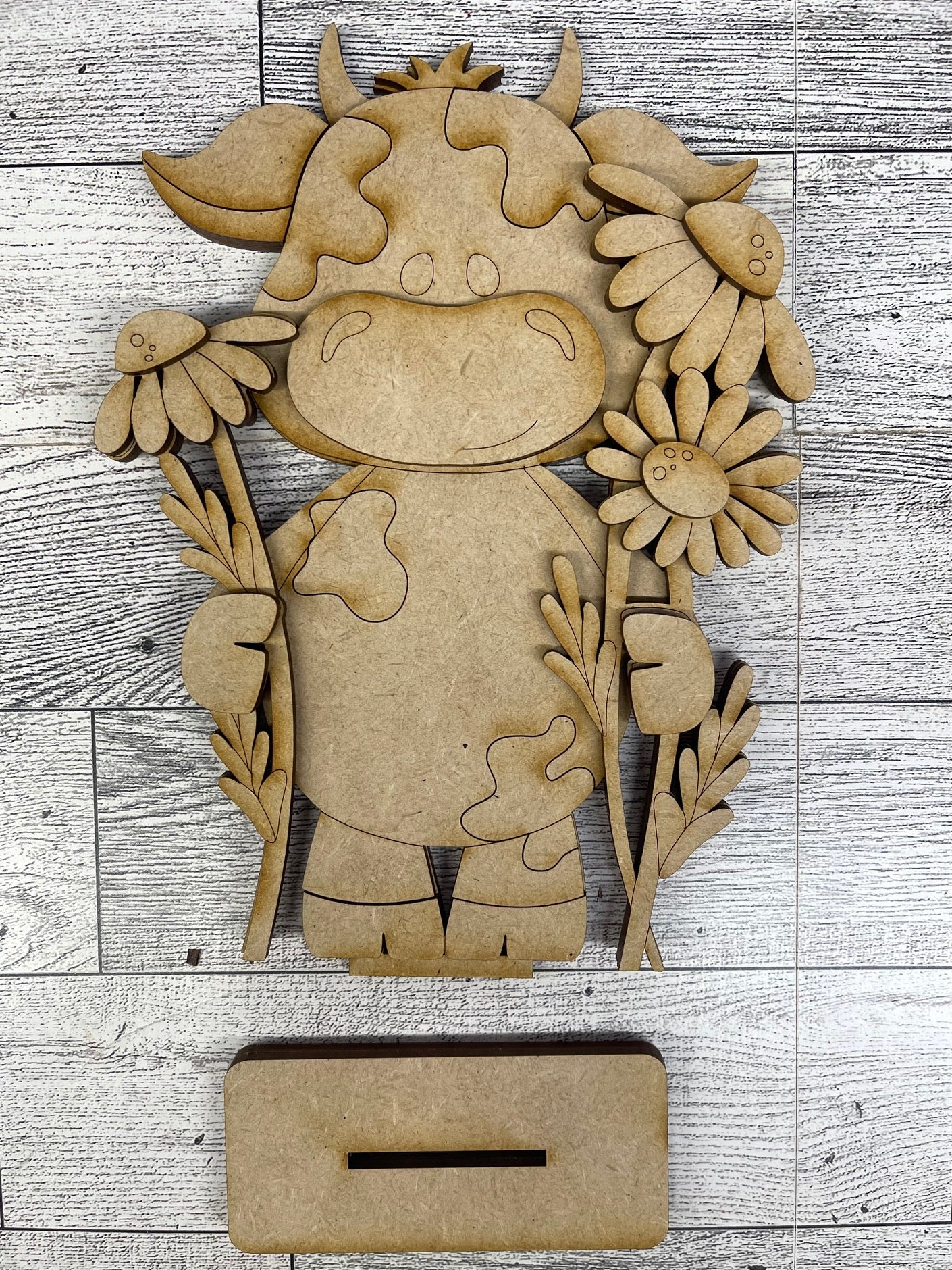 $5.00 Friday - Sunflower Dairy Cow Stander - unpainted cutouts ready for you to finish