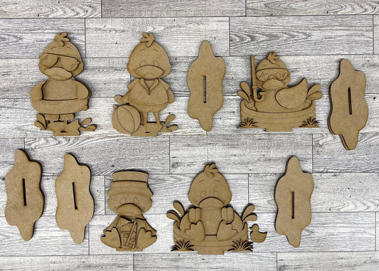 $10.00 Thursday - Summer Duck Standers - set of 5 unpainted cutouts ready for you to finish