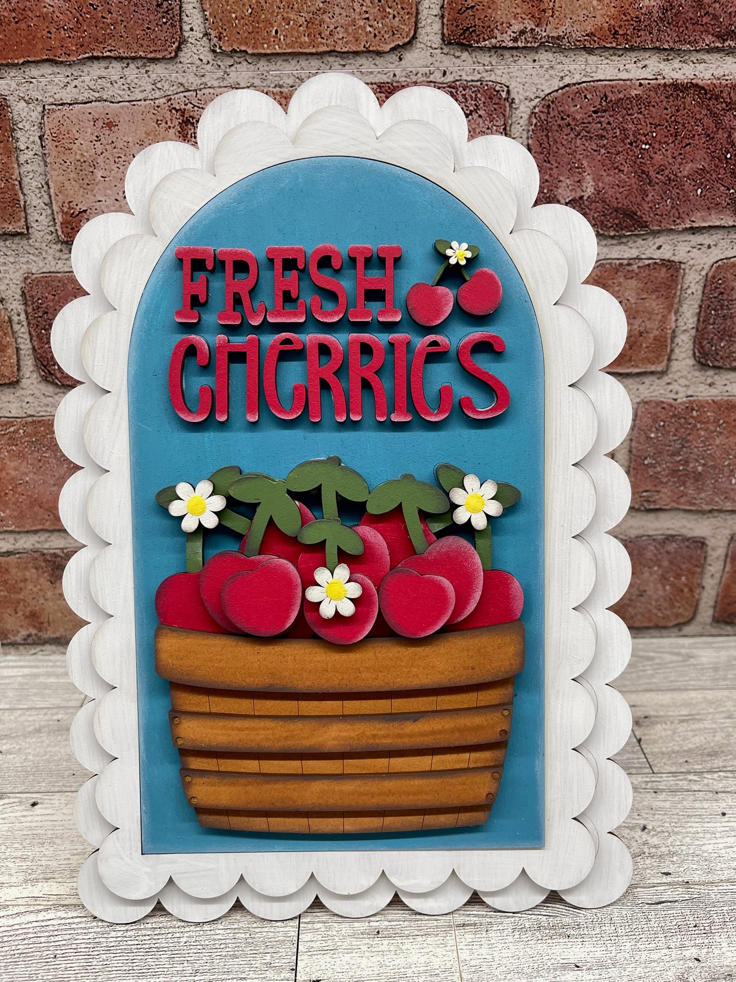 Cherry Basket Arch Frame Insert cutouts - unpainted wooden cutouts, ready for you to paint