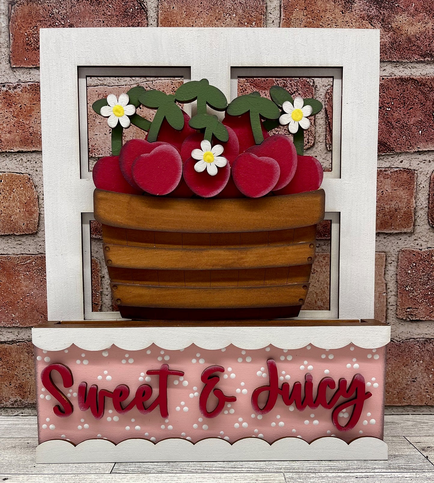 Cherry Basket Insert for Changeable Window Box unpainted wood cutouts, ready for you to paint