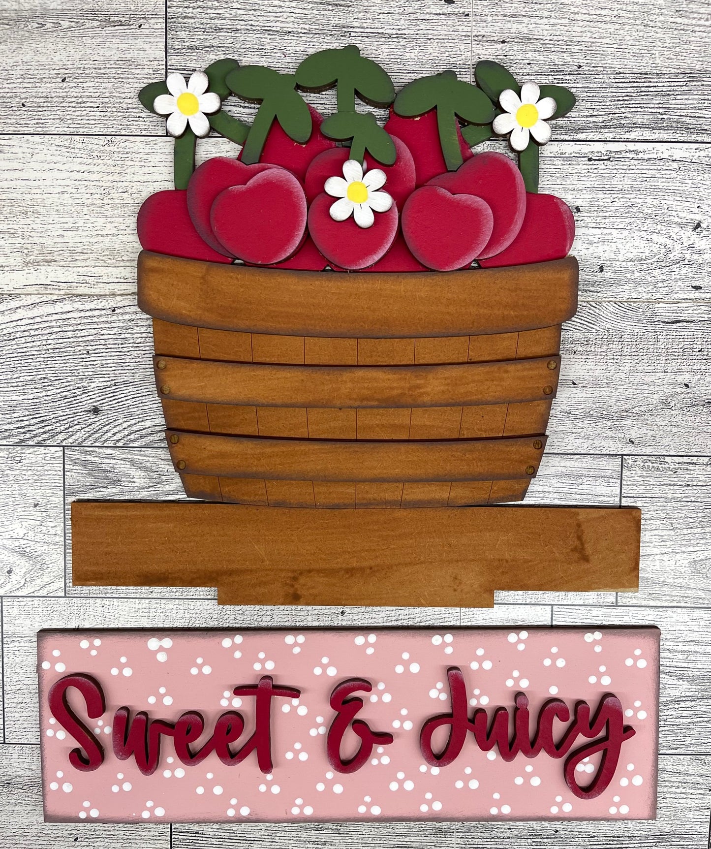Cherry Basket Insert for Changeable Window Box unpainted wood cutouts, ready for you to paint