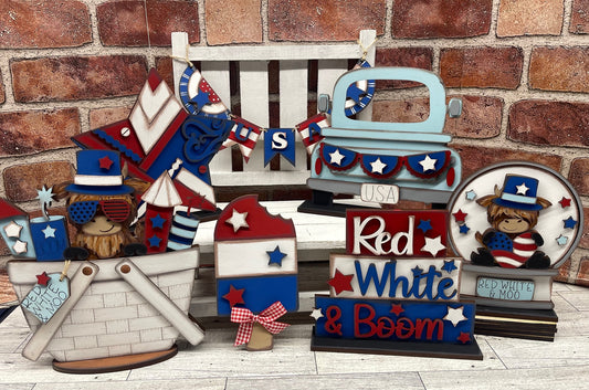 June Craft Kit - Patriotic Themed - basket and water globe not included