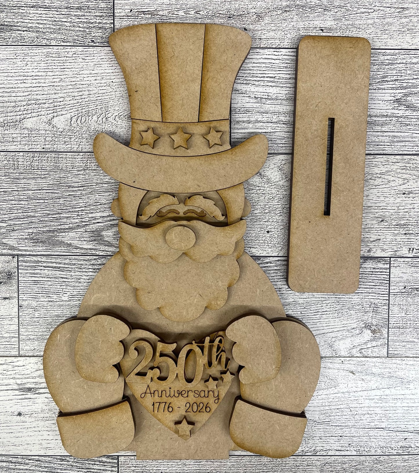 Uncle Sam Patriotic Stander, Word Stander or Sign Trio - unpainted wood cutouts, ready for you to paint