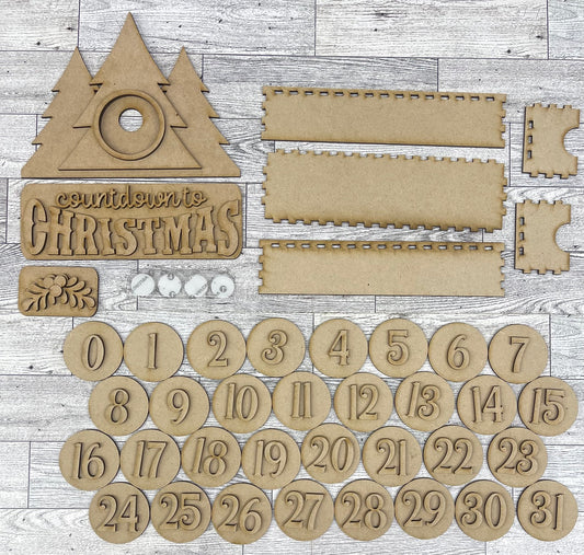 Christmas Tree Countdown to Christmas Truck Insert wood cutouts, unpainted ready for you to paint (Copy)