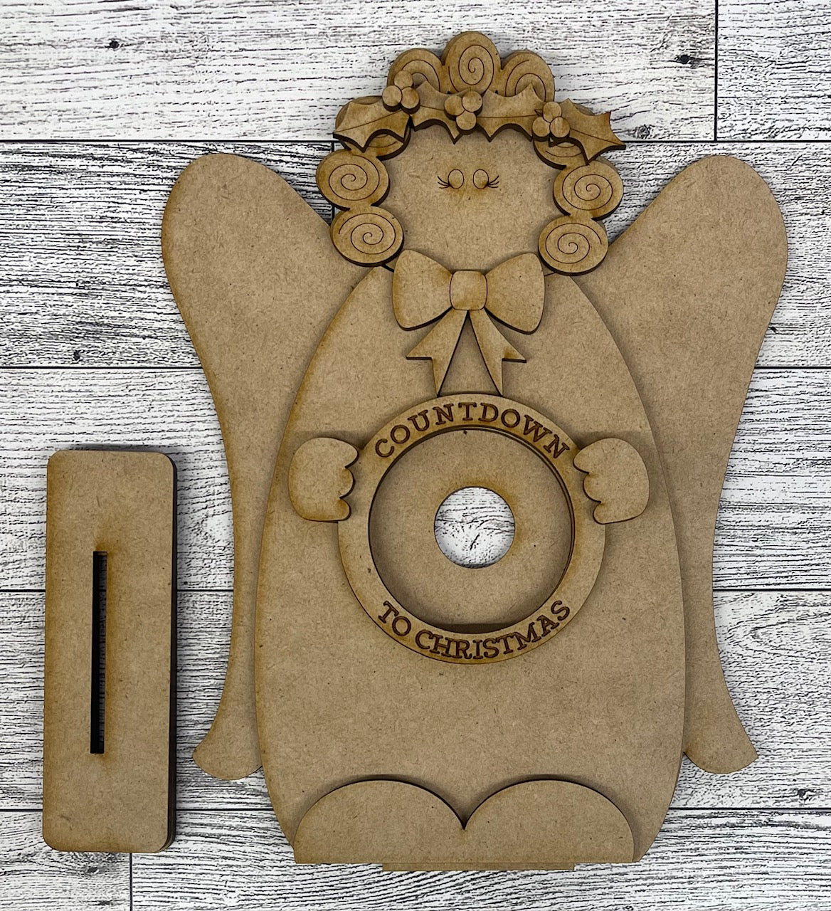 Angel Countdown to Christmas wood cutouts, unpainted ready for you to paint
