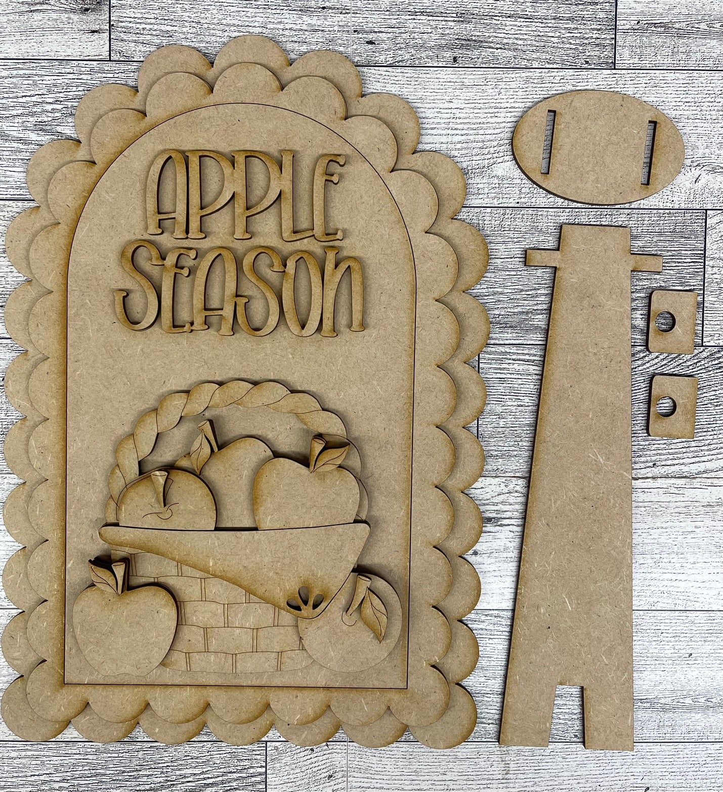 Apple Basket Arch Frame Insert cutouts - unpainted wooden cutouts, ready for you to paint