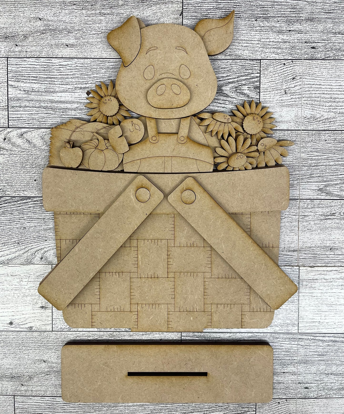 Pig Basket Insert Add-On - unpainted wood cutouts, ready for you to paint