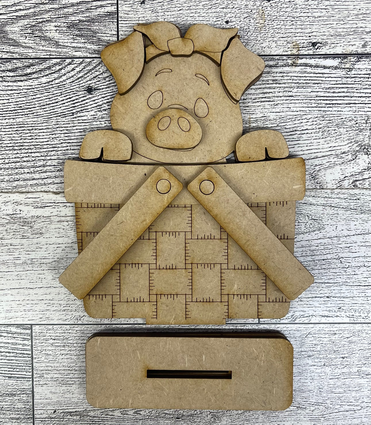 Pig Basket Insert Add-On - unpainted wood cutouts, ready for you to paint