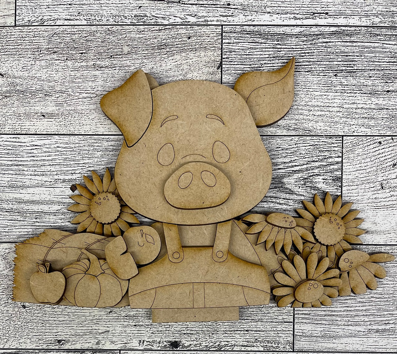 Pig Basket Insert Add-On - unpainted wood cutouts, ready for you to paint
