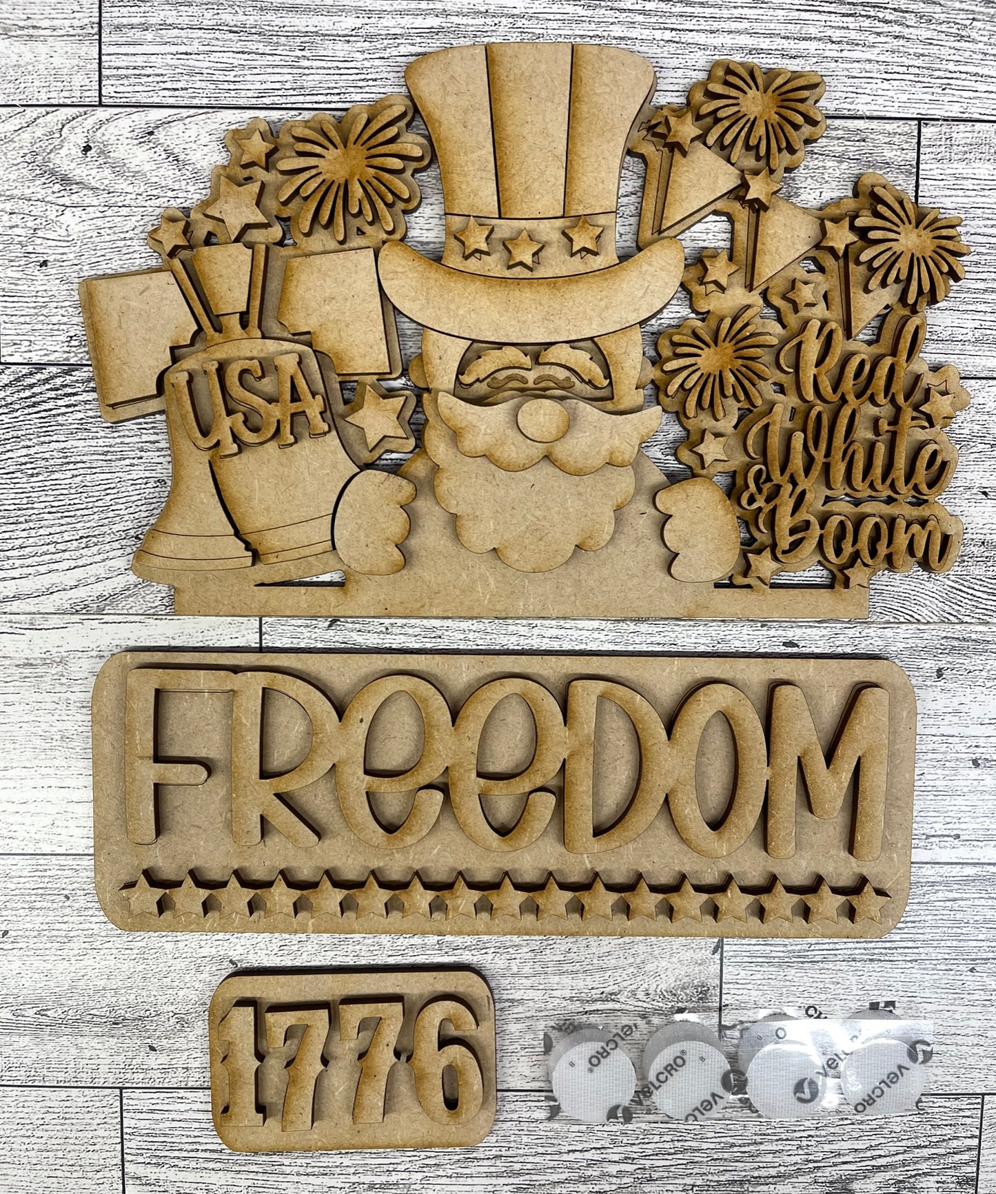 Freedom Uncle Sam - Patriotic Truck Inserts - wood cutouts - unpainted wooden cutouts, ready for you to paint