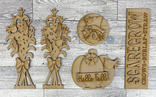 Scarecrow - Fall Barn Door inserts - wood cutouts - unpainted wooden cutouts, ready for you to paint
