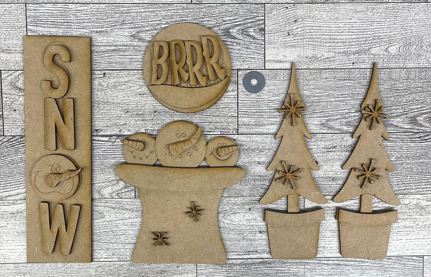 Snowman - Winter Barn Door inserts - wood cutouts - unpainted wooden cutouts, ready for you to paint