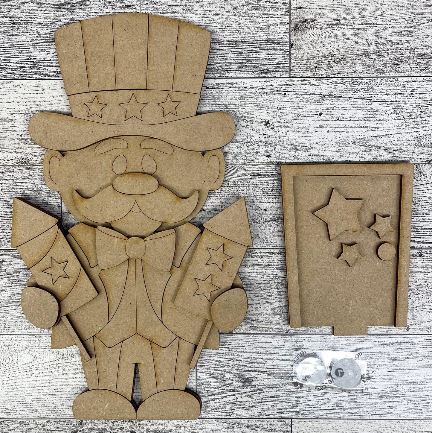 Uncle Sam Patriotic Birdhouse Insert - unpainted cutouts, ready to paint