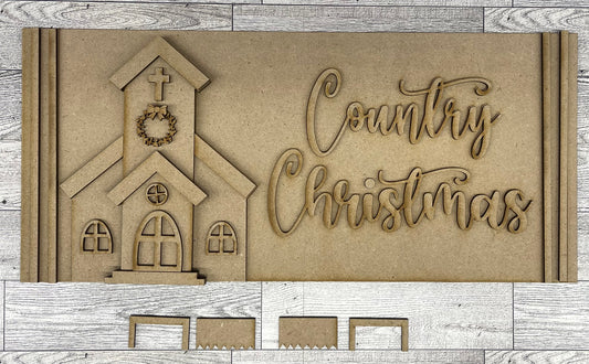 Country Christmas Tree Farm Church Mantle Sign unpainted cutouts