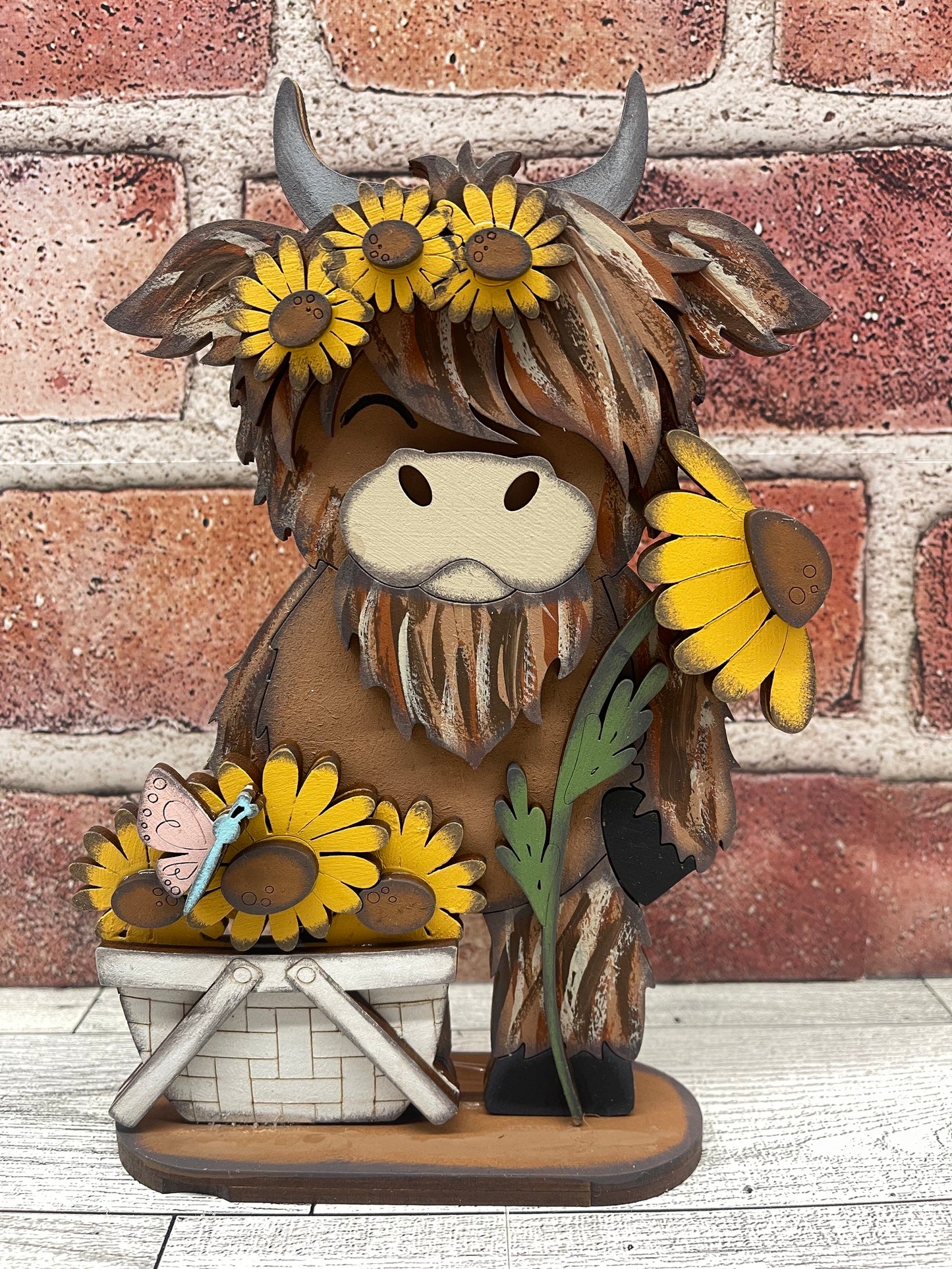 $5.00 Friday - Sunflower Highland Cow Stander - unpainted cutouts ready for you to finish