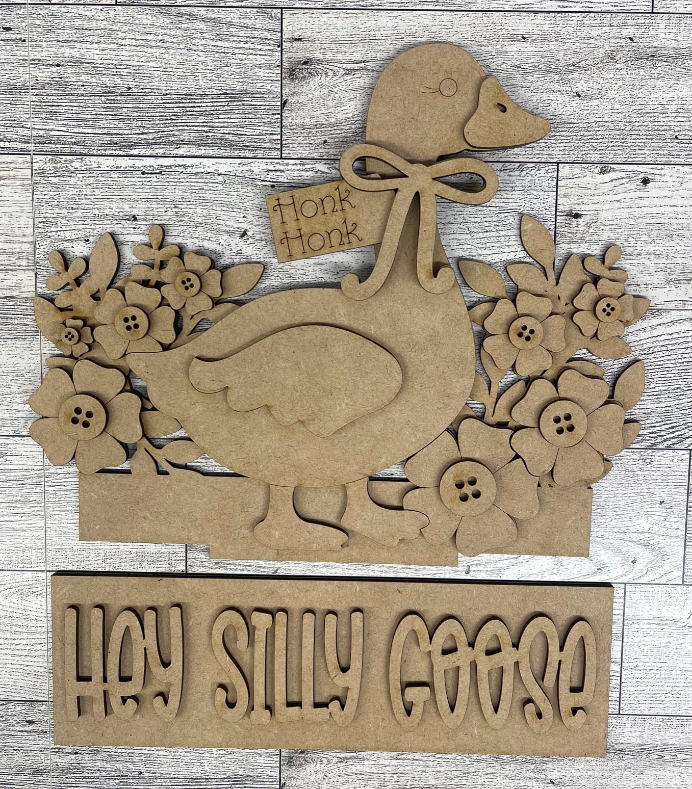 Silly Goose Insert for Changeable Window Box unpainted wood cutouts, ready for you to paint