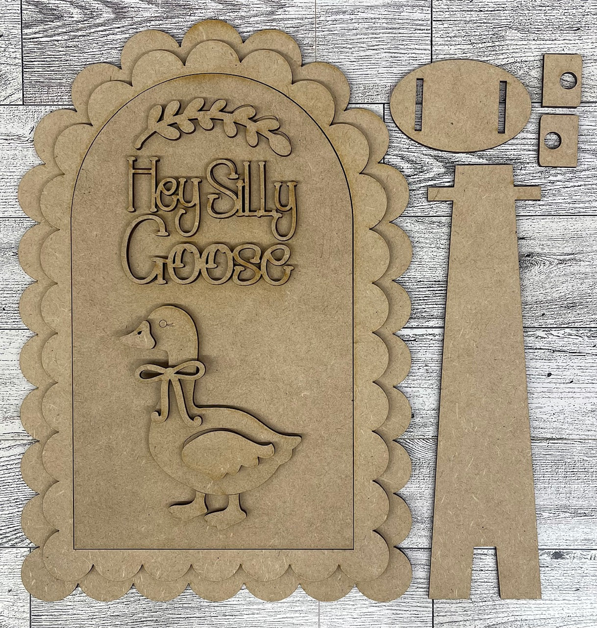 Hey Silly Goose Arch Frame Insert cutouts - unpainted wooden cutouts, ready for you to paint