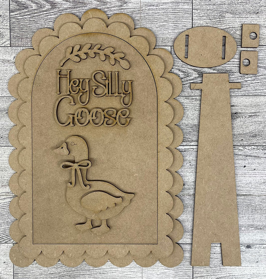 Hey Silly Goose Arch Frame Insert cutouts - unpainted wooden cutouts, ready for you to paint