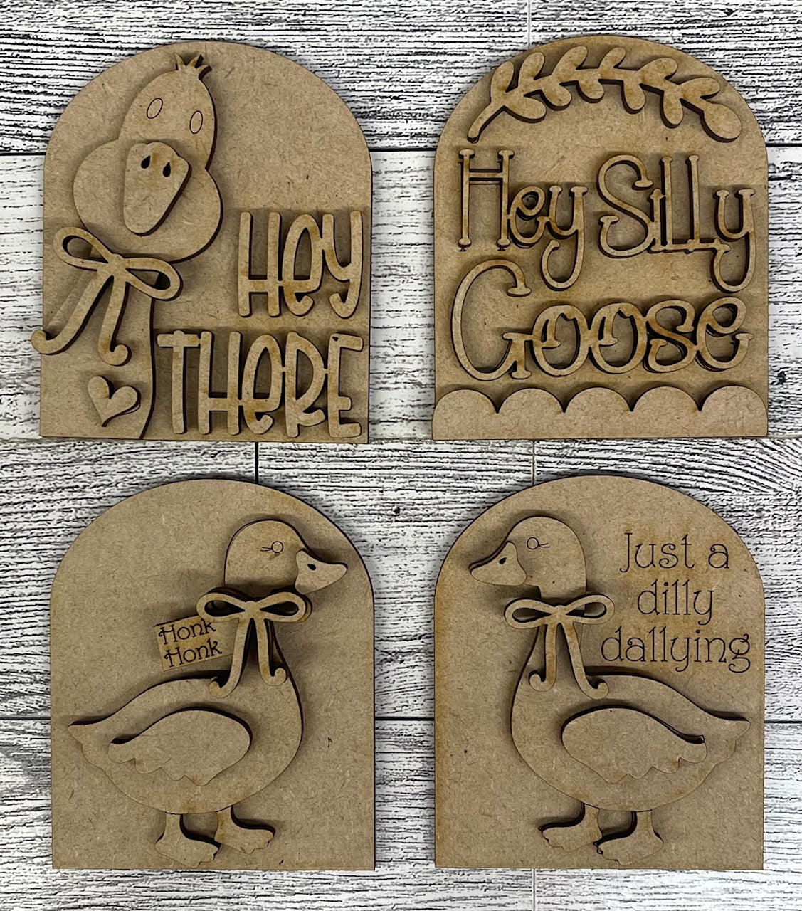 Silly Goose Mini Arch Inserts set of 4 - unpainted wood cutouts, ready for you to paint