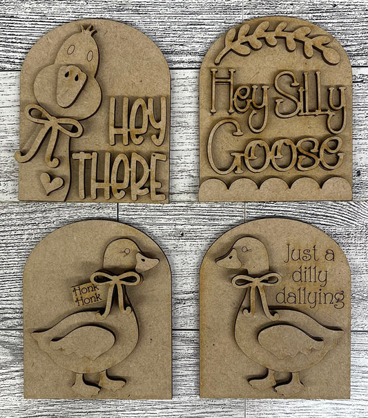 Silly Goose Mini Arch Inserts set of 4 - unpainted wood cutouts, ready for you to paint