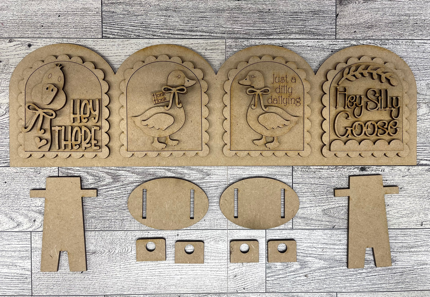Silly Goose Mini Arch Inserts set of 4 - unpainted wood cutouts, ready for you to paint