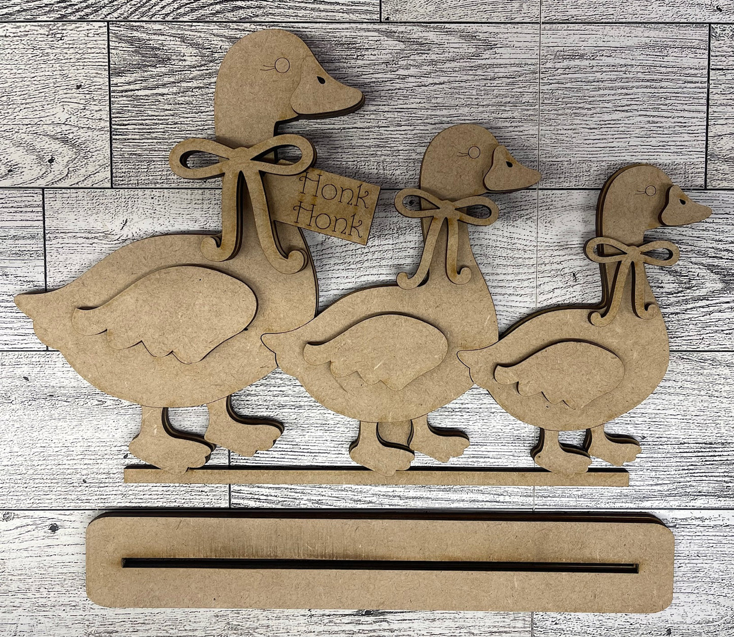 Silly Goose Trio Stander unpainted wood cutouts, ready for you to paint
