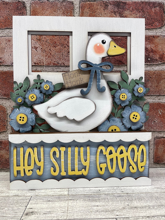 Silly Goose Insert for Changeable Window Box unpainted wood cutouts, ready for you to paint