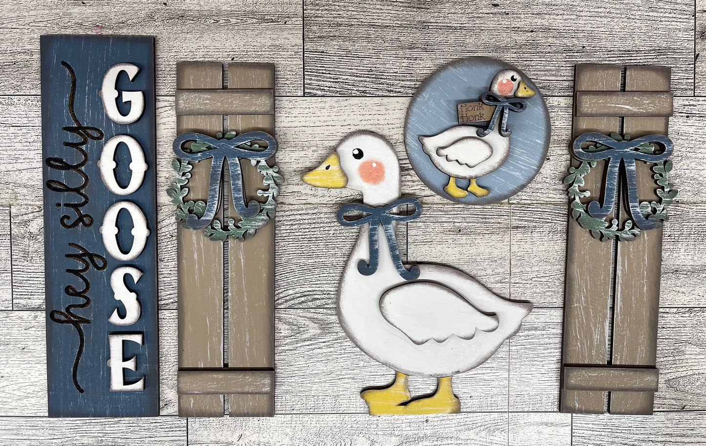Silly Goose Barn Door inserts - wood cutouts - unpainted wooden cutouts, ready for you to paint