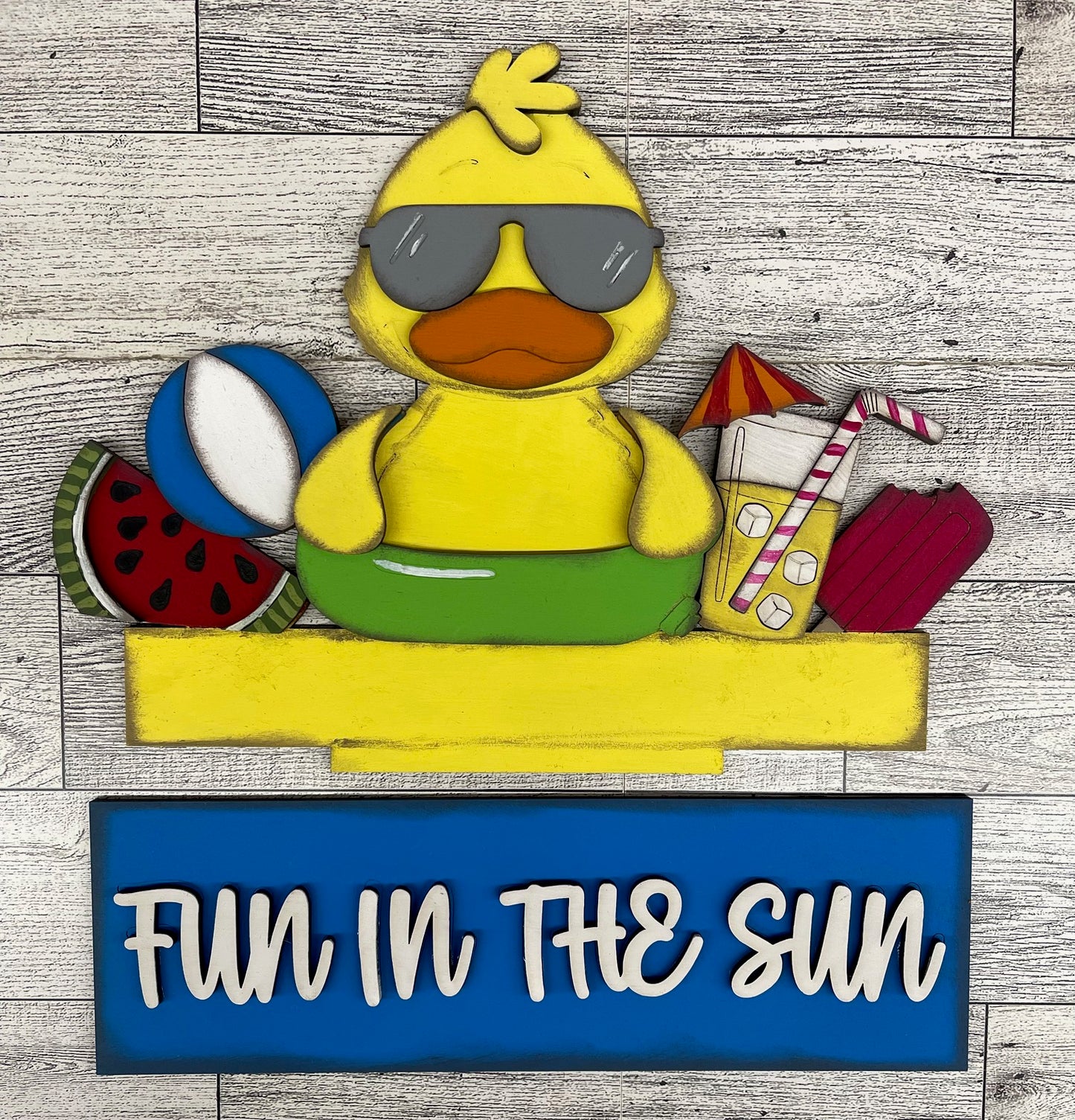 Summer Duck Insert for Changeable Window Box unpainted wood cutouts, ready for you to paint