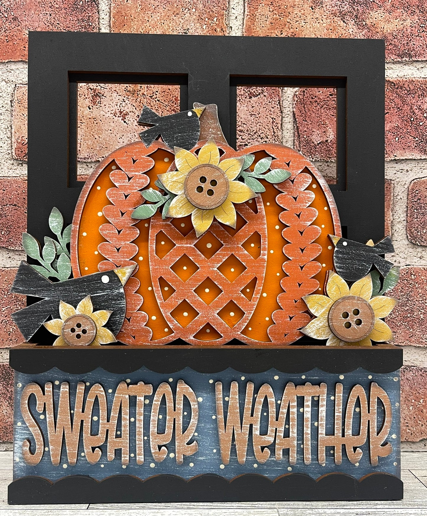 Sweater Weather - Fall Insert for Changeable Window Box unpainted wood cutouts, ready for you to paint