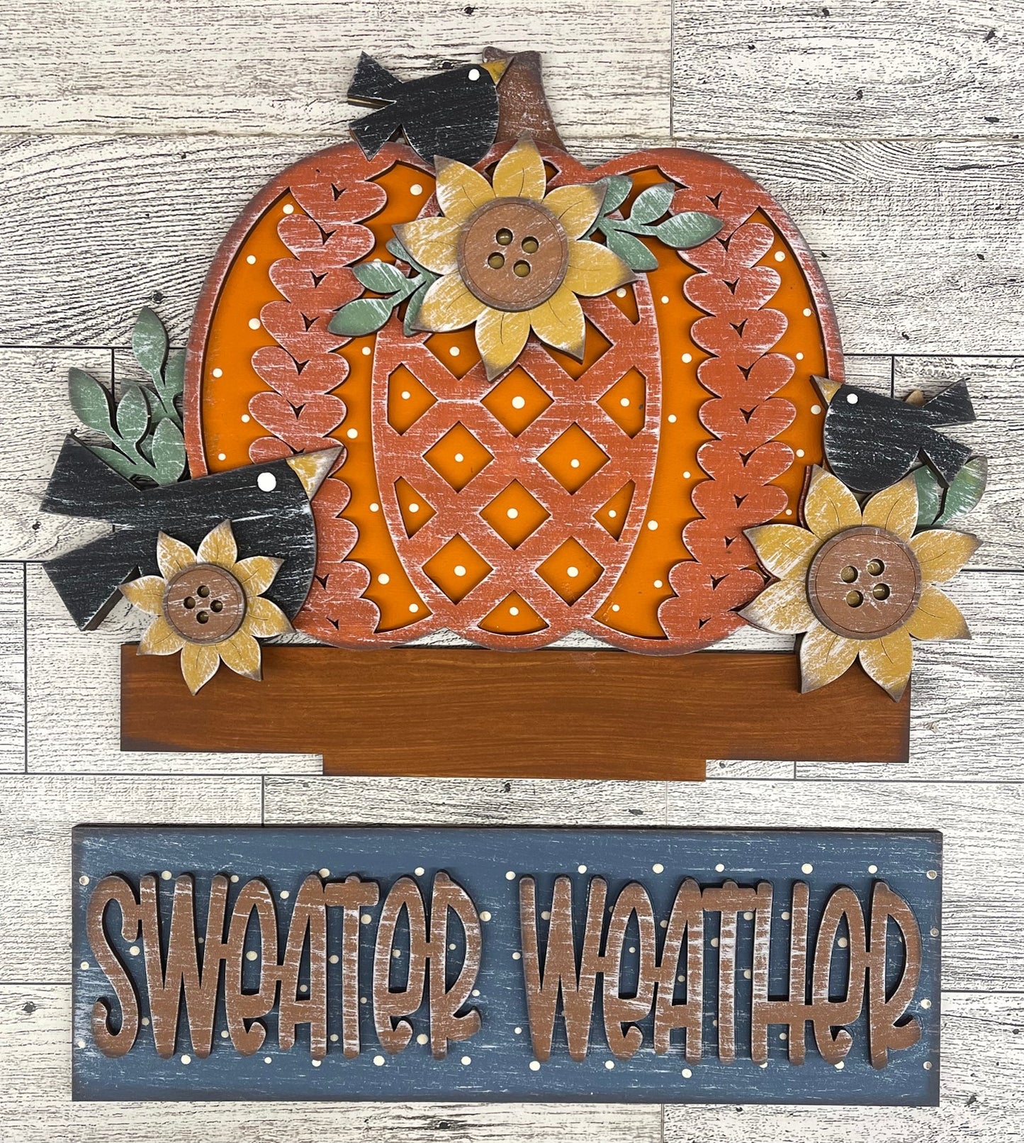 Sweater Weather - Fall Insert for Changeable Window Box unpainted wood cutouts, ready for you to paint