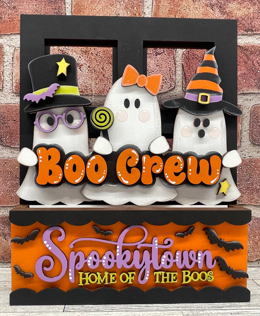 Spookytown Boo Crew - Halloween Insert for Changeable Window Box unpainted wood cutouts, ready for you to paint