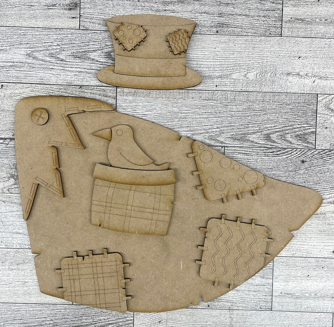 Fall Scarecrow Outfit Only for Large 22 inch Front Porch Goose Stander - Unpainted wood cutouts ready for you to finish