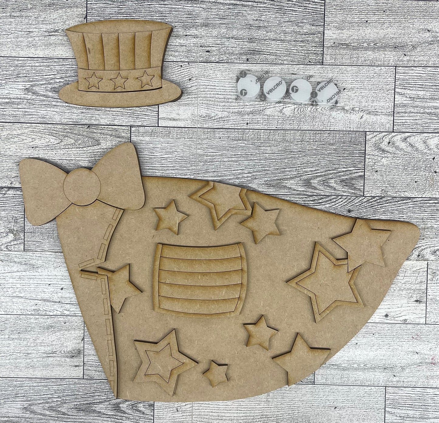 Patriotic 4th of July Outfit Only for Large 22 inch Front Porch Goose Stander - Unpainted wood cutouts ready for you to finish