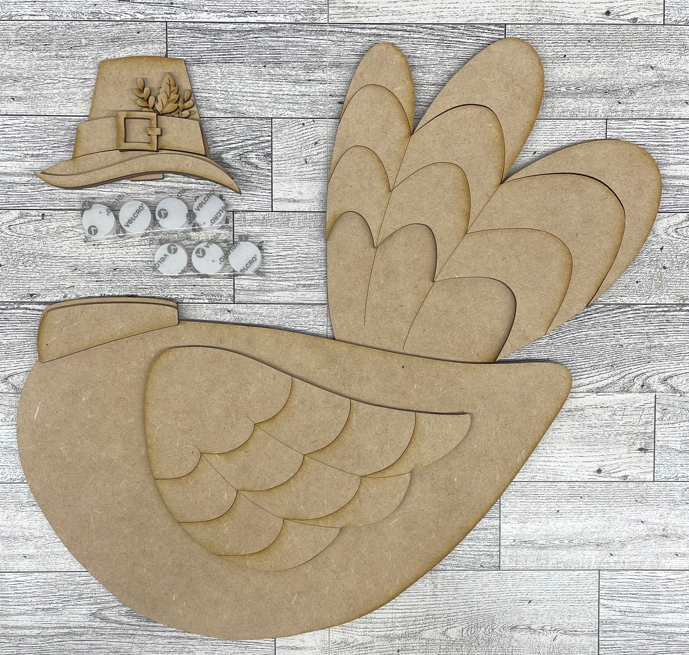 Thanksgiving Turkey Outfit Only for Large 22 inch Front Porch Goose Stander - Unpainted wood cutouts ready for you to finish