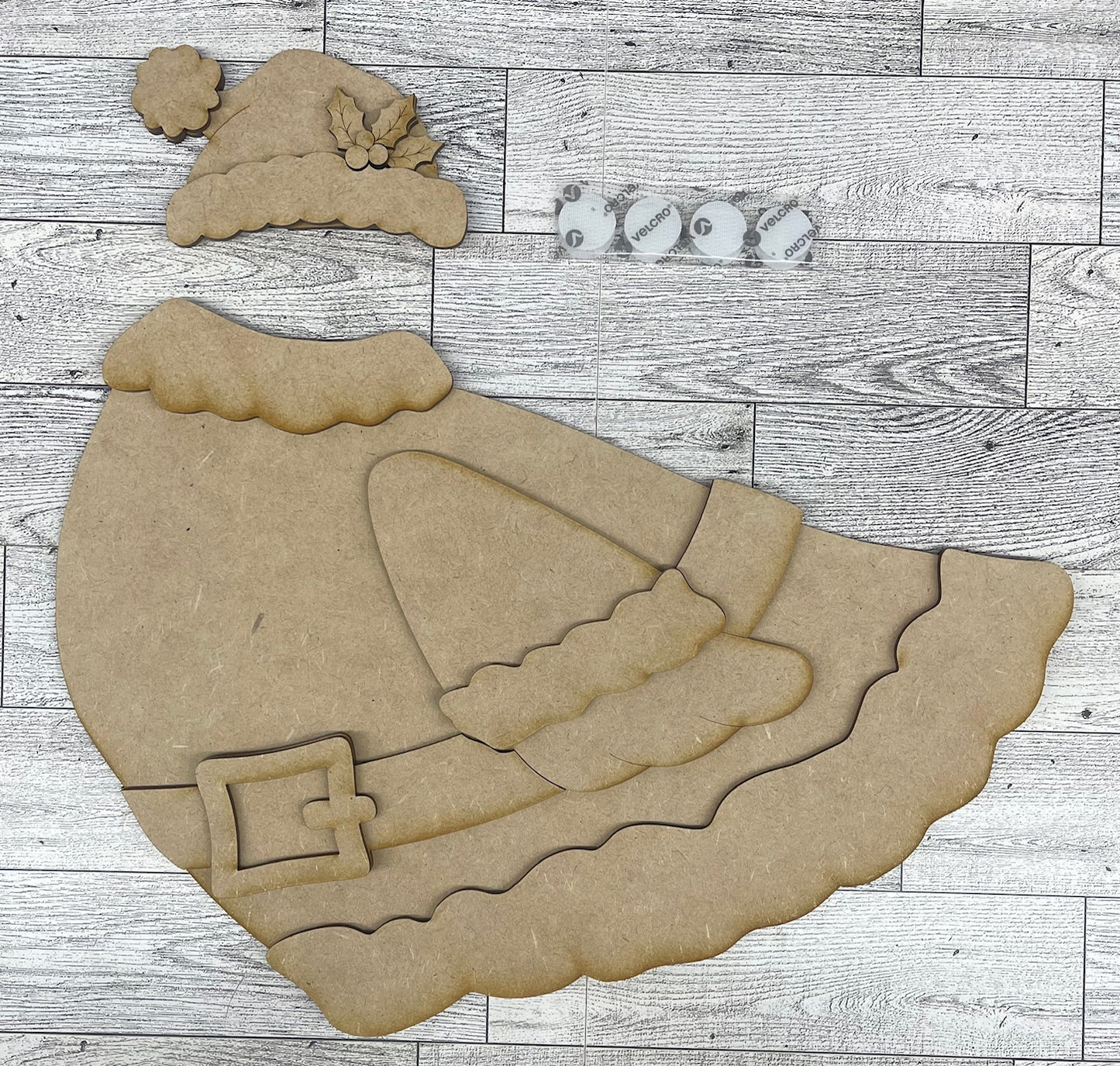 Santa Christmas Outfit Only for Large 22 inch Front Porch Goose Stander - Unpainted wood cutouts ready for you to finish