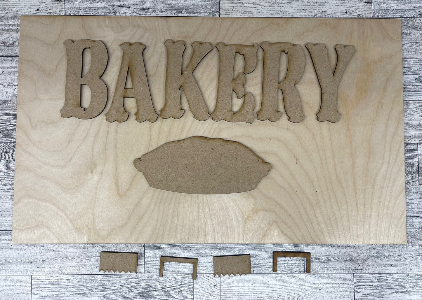 Fresh Baked Bakery sign pieces - Unfinished wooden cutout pieces,