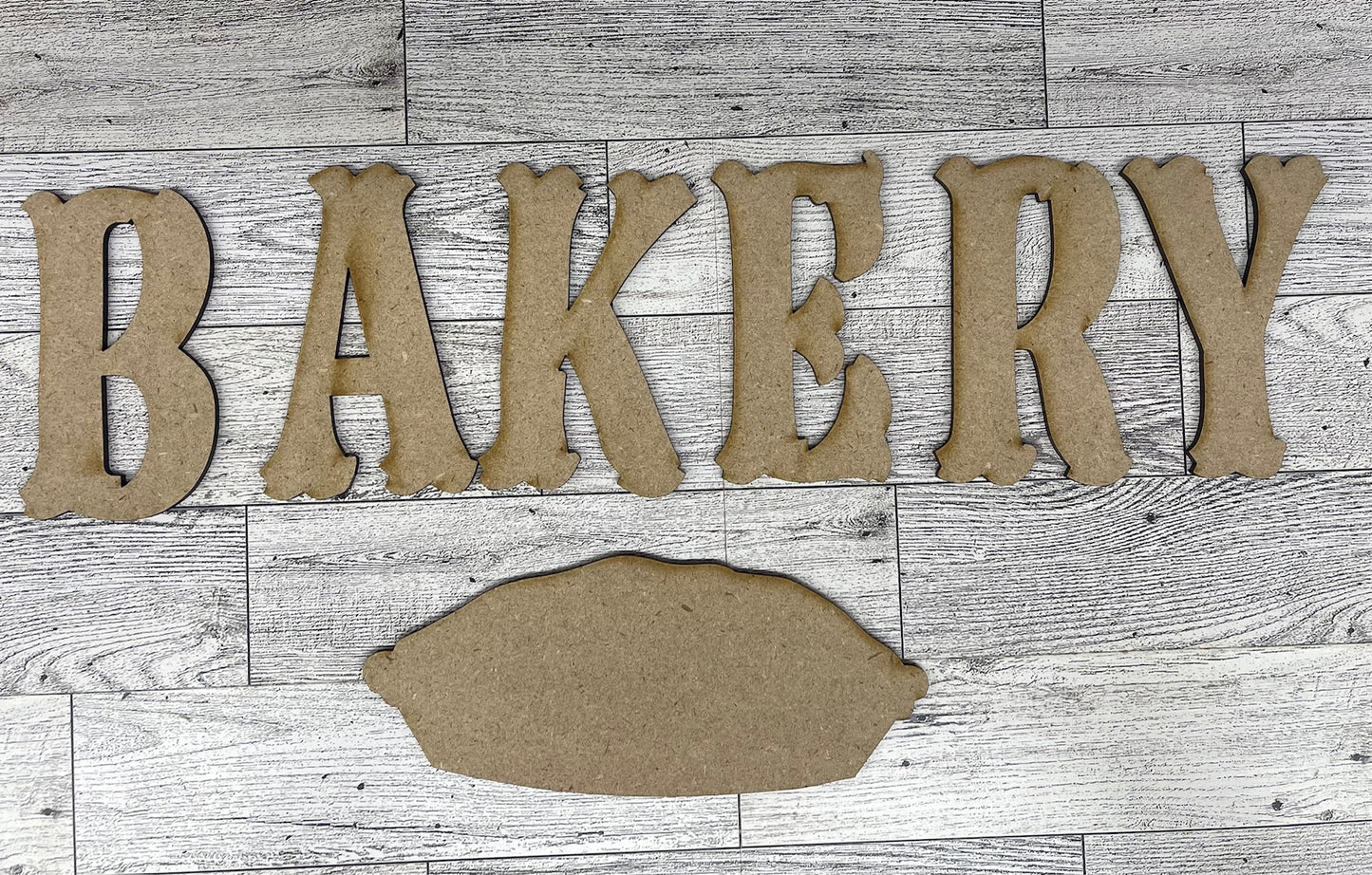 Fresh Baked Bakery sign pieces - Unfinished wooden cutout pieces,