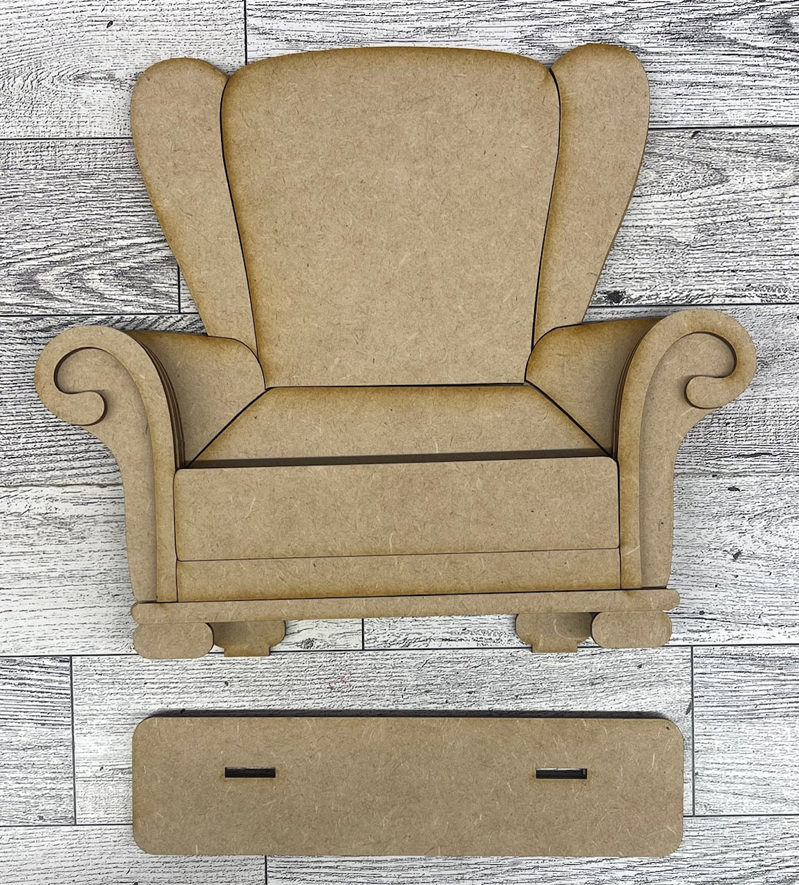 Santa & Mrs. Claus Shelf Sitters and Chair or Couch - unpainted wood cutouts, ready for you to paint