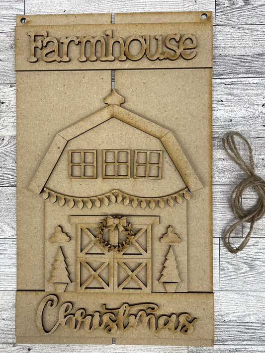 Farmhouse Christmas Barn Pallet Sign unpainted cutouts
