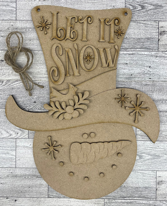 Let it Snow Large Snowman Sign unpainted cutouts