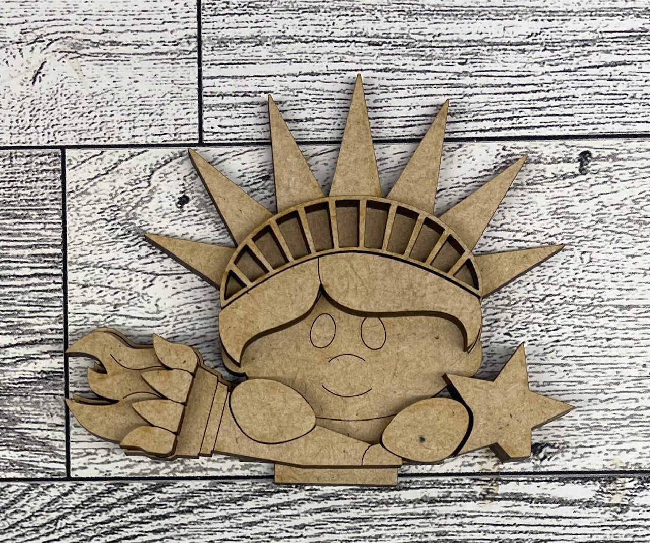 Lady Liberty Patriotic Basket Insert Add-On - unpainted wood cutouts, ready for you to paint