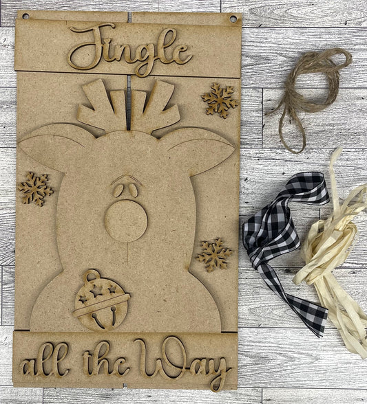 Jingle All the Way - Reindeer Pallet Sign unpainted cutouts